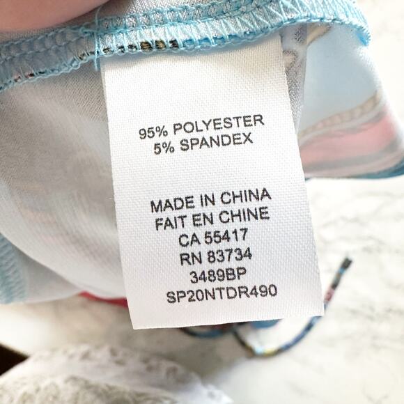 Boston Proper Scarf Border Print Blue & Pink Maxi Dress Women's Size Small - Picture 8 of 10